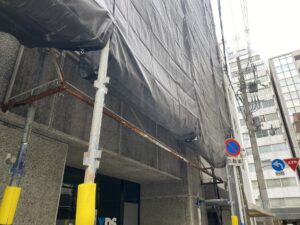大阪市　ビル　外壁補修　外壁塗装　テント貼替え　ピンネット工法　工事　DAITAKU　ダイタク