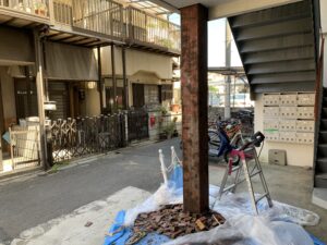 奈良市　マンション　鉄骨柱塗装　　DAITAKU　ダイタク　奈良　生駒